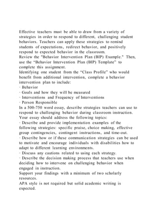 Effective teachers must be able to draw from a variety of strategi | DOCX