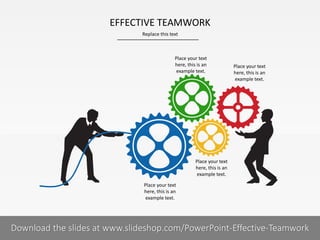 EFFECTIVE TEAMWORK
Replace this text

Place your text
here, this is an
example text.

Place your text
here, this is an
example text.

Place your text
here, this is an
example text.
Place your text
here, this is an
example text.

2I
COMPANY NAME
PRESENTER NAME
Download the slides at www.slideshop.com/PowerPoint-Effective-Teamwork

 
