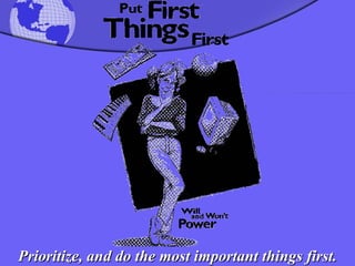 Prioritize, and do the most important things first. 