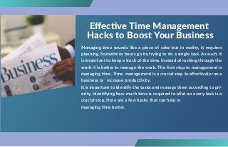Managing time sounds like a piece of cake but in reality, it requires
planning. Sometimes hours go by trying to do a singl...