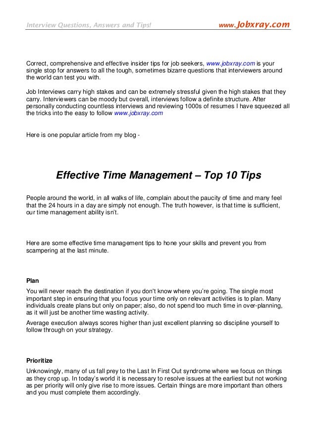time management interview questions