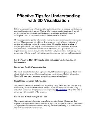 Effective Tips for Understanding
with 3D Visualization
Effective communication of business information is important in ens...