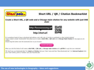 The use of new technologies in Geography – ideas and suggestions
 