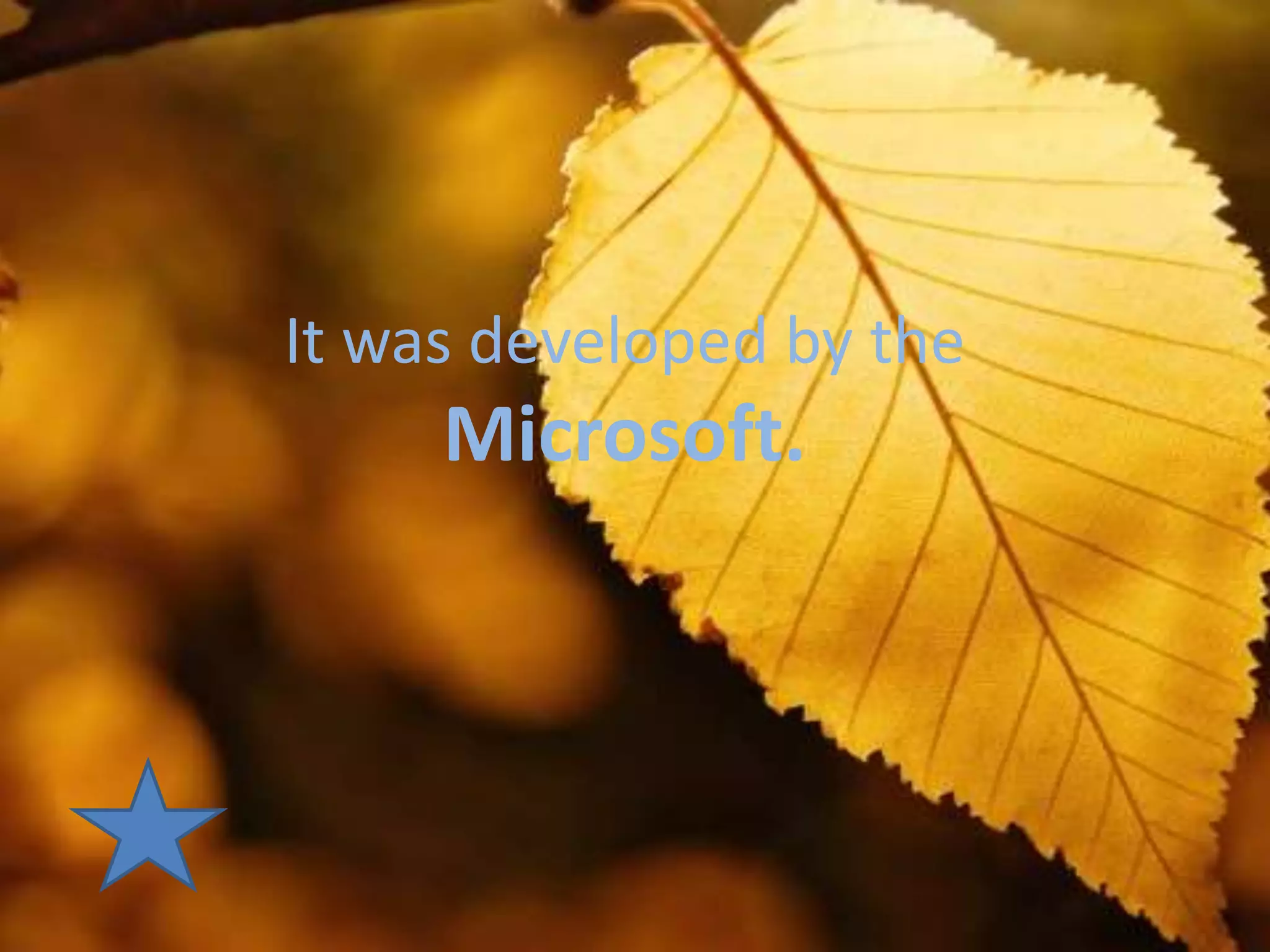 It was developed by the
     Microsoft.
 