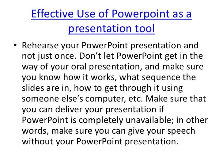 Effective Use Of Powerpoint As A Presentation Tool