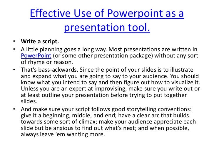 Effective use of powerpoint as a presentation tool