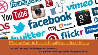Effective Ways to Handle Negativity on Social Media
You Can’t Entirely Avoid Negative Comments,
But You Can Train Your Team To Respond Better
 