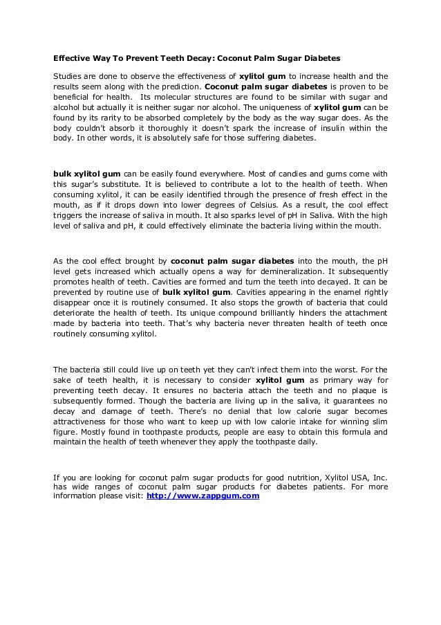 Effective way to prevent teeth decay coconut palm sugar diabetes