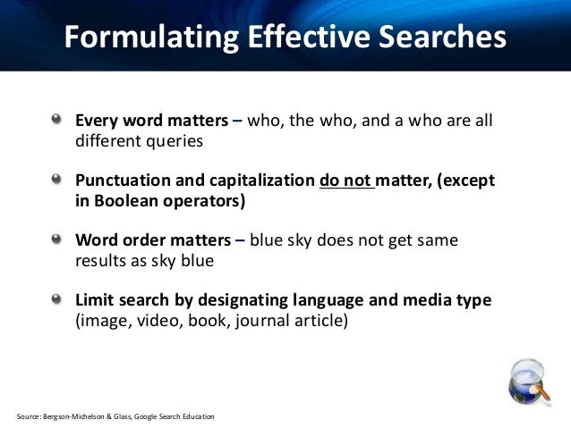 Effective web search techniques
