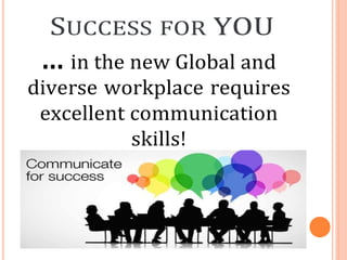SUCCESS FOR YOU
… in the new Global and
diverse workplace requires
excellent communication
skills!
 