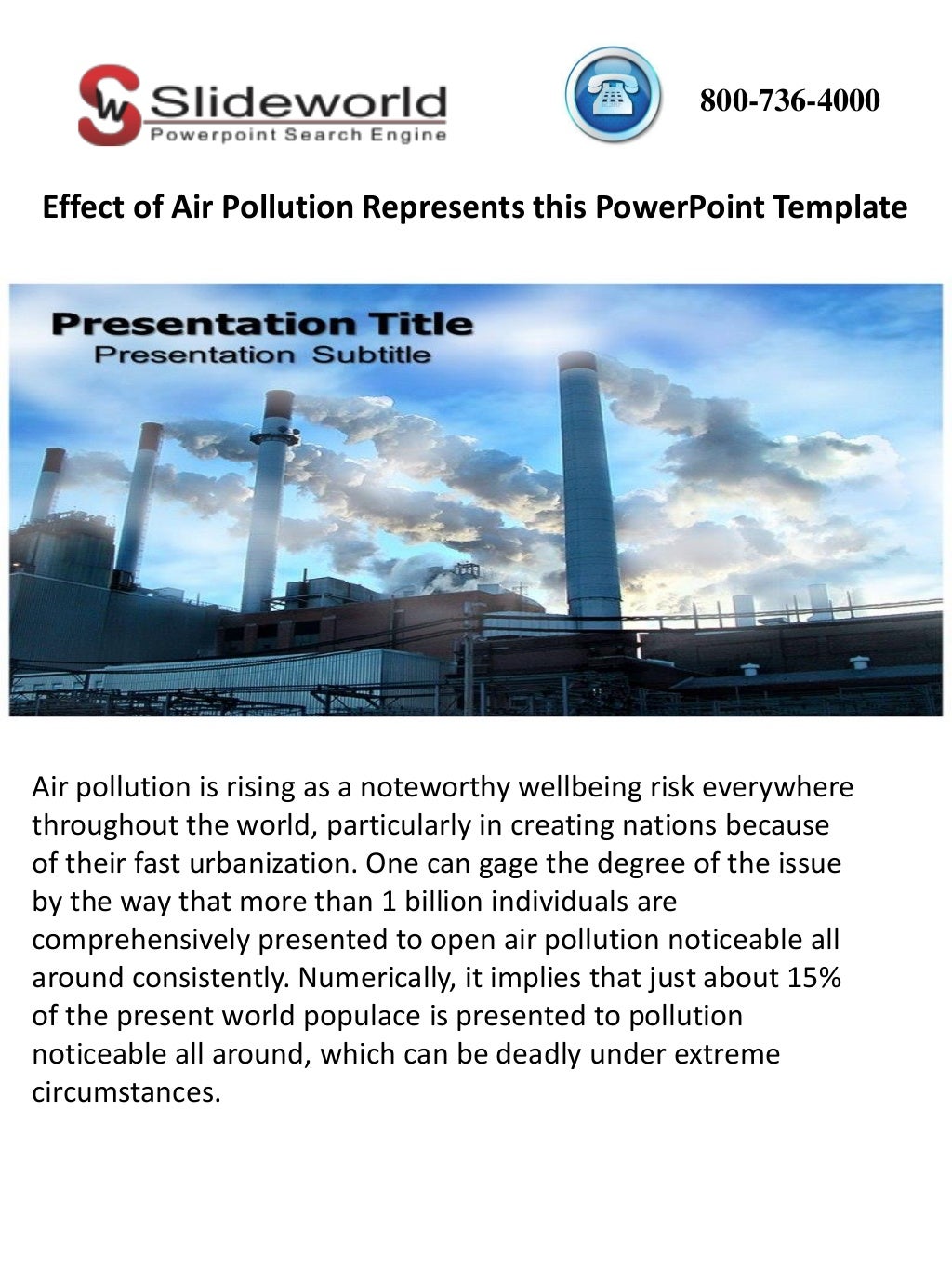 Effect Of Air Pollution Represents This PowerPoint Template