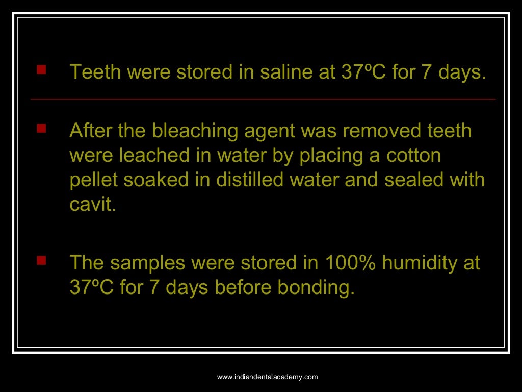 Effect of bleaching agents on bonding to pulp / dental courses