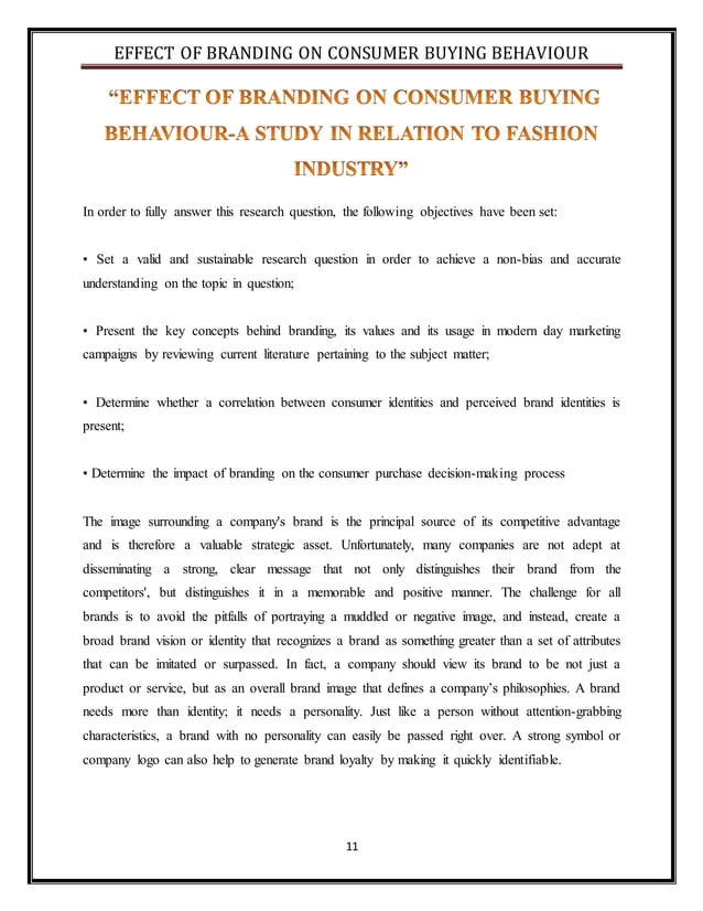 impact of branding on consumer buying behaviour research paper pdf