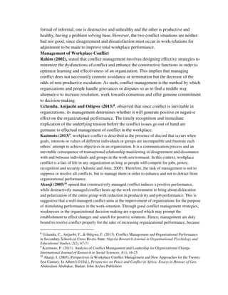 Effect of conflict management in organisation | PDF