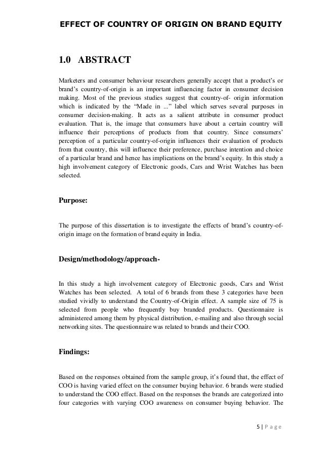 Country origin effect dissertation