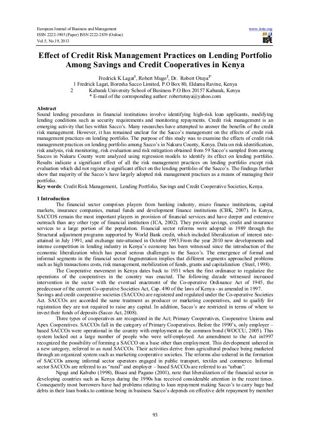 Effect Of Credit Risk Management Practices On Lending