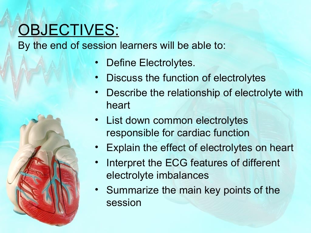 Effect of electrolytes on cardiac rhythm