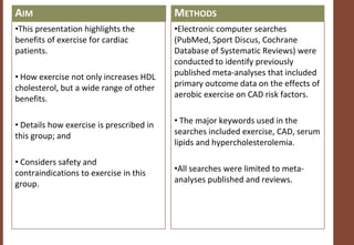 Coronary Artery Disease - The Benefits of Exercise | PPTX
