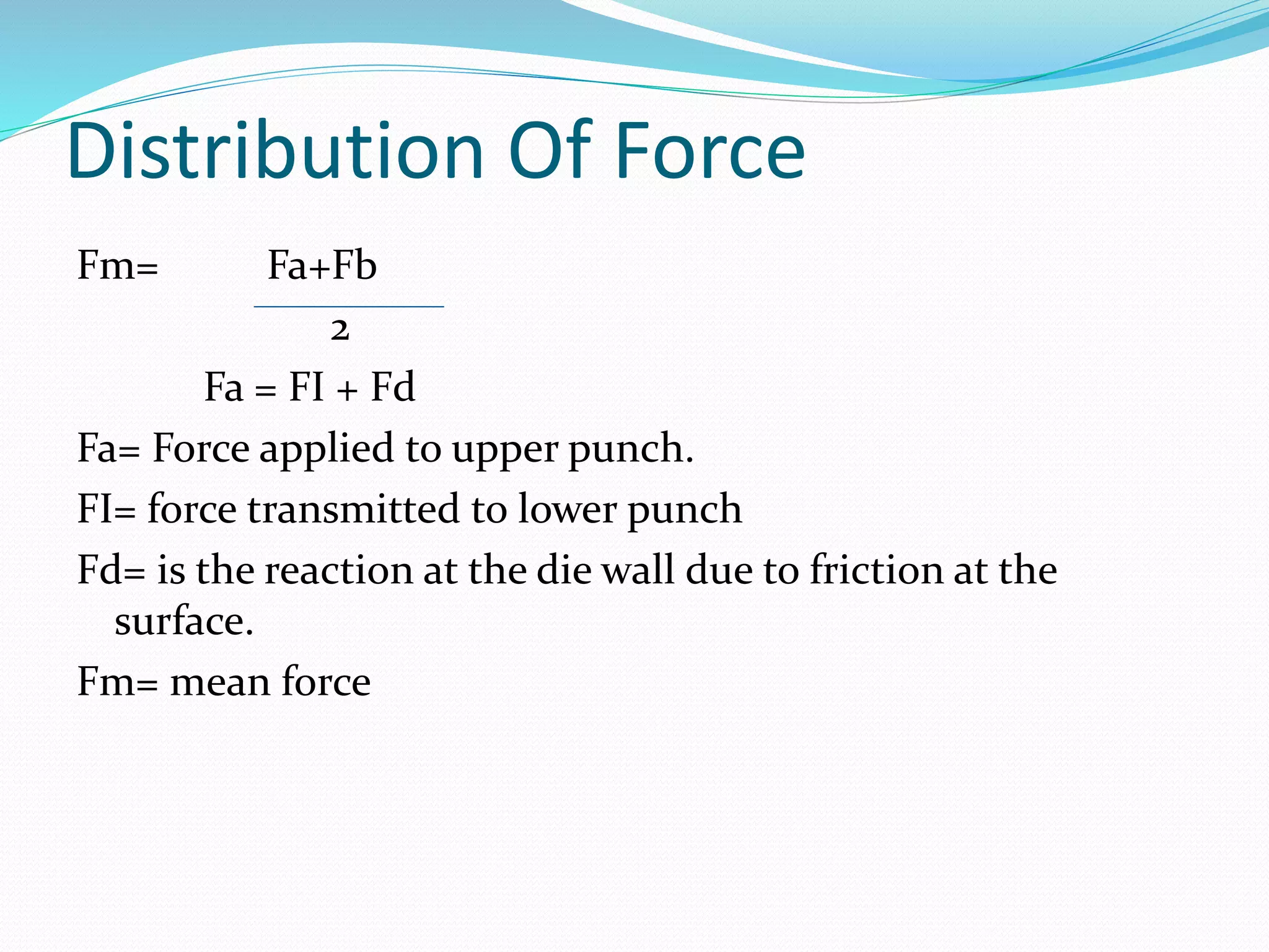 Effect of friction, distribution of force, compaction and solubility ...
