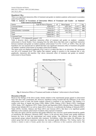 Effect of gender on students academic achievement in secondary school ...