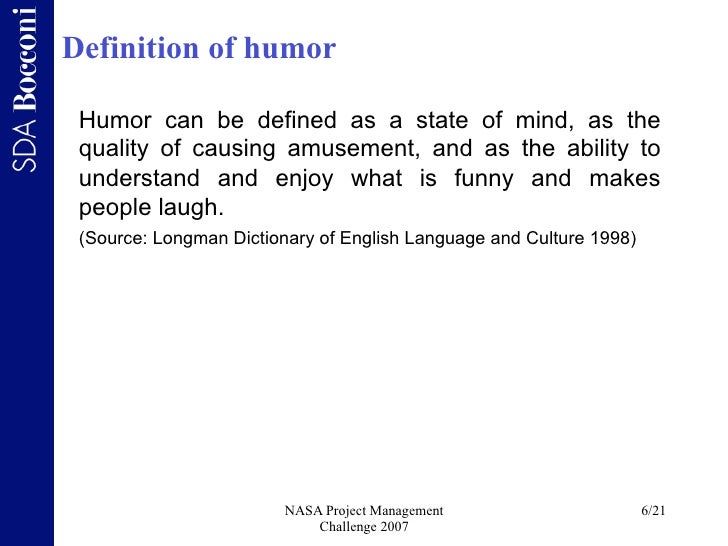 Effect of humor on project management
