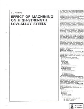 Effect of machining on high strength low-alloy steels