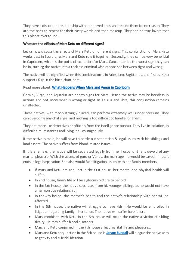 Effect of Mars and Ketu Conjunction in Diffrent Houses