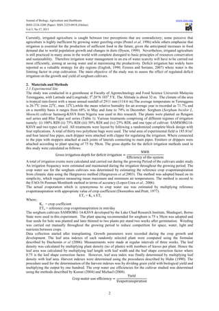 Effect of regulated deficit irrigation on growth and yield of sorghum | PDF