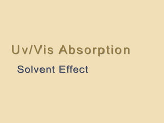 Uv/Vis Absorption
Solvent Effect
 