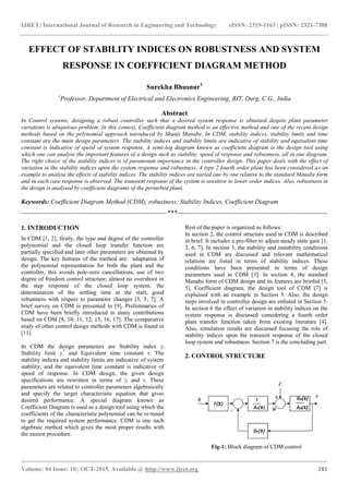 Effect of stability indices on robustness and system response in ...