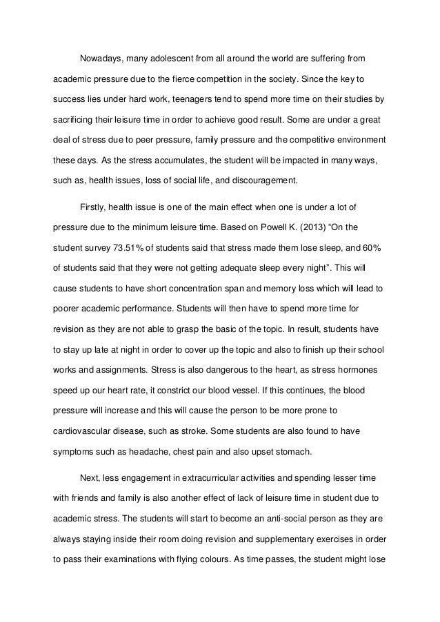 cause and effect essay on stress