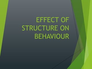 EFFECT OF
STRUCTURE ON
BEHAVIOUR
 