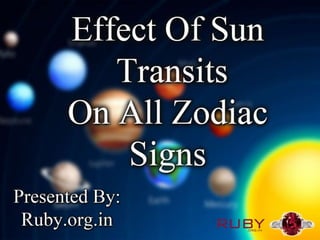 Effect of sun transits on all zodiac signs