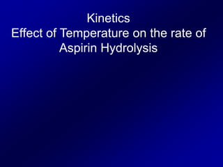 Kinetics
Effect of Temperature on the rate of
Aspirin Hydrolysis
 