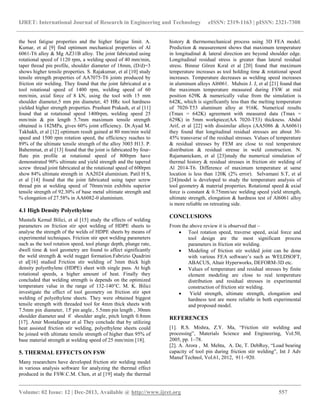 Effect of various process parameters on friction stir welded joint | PDF