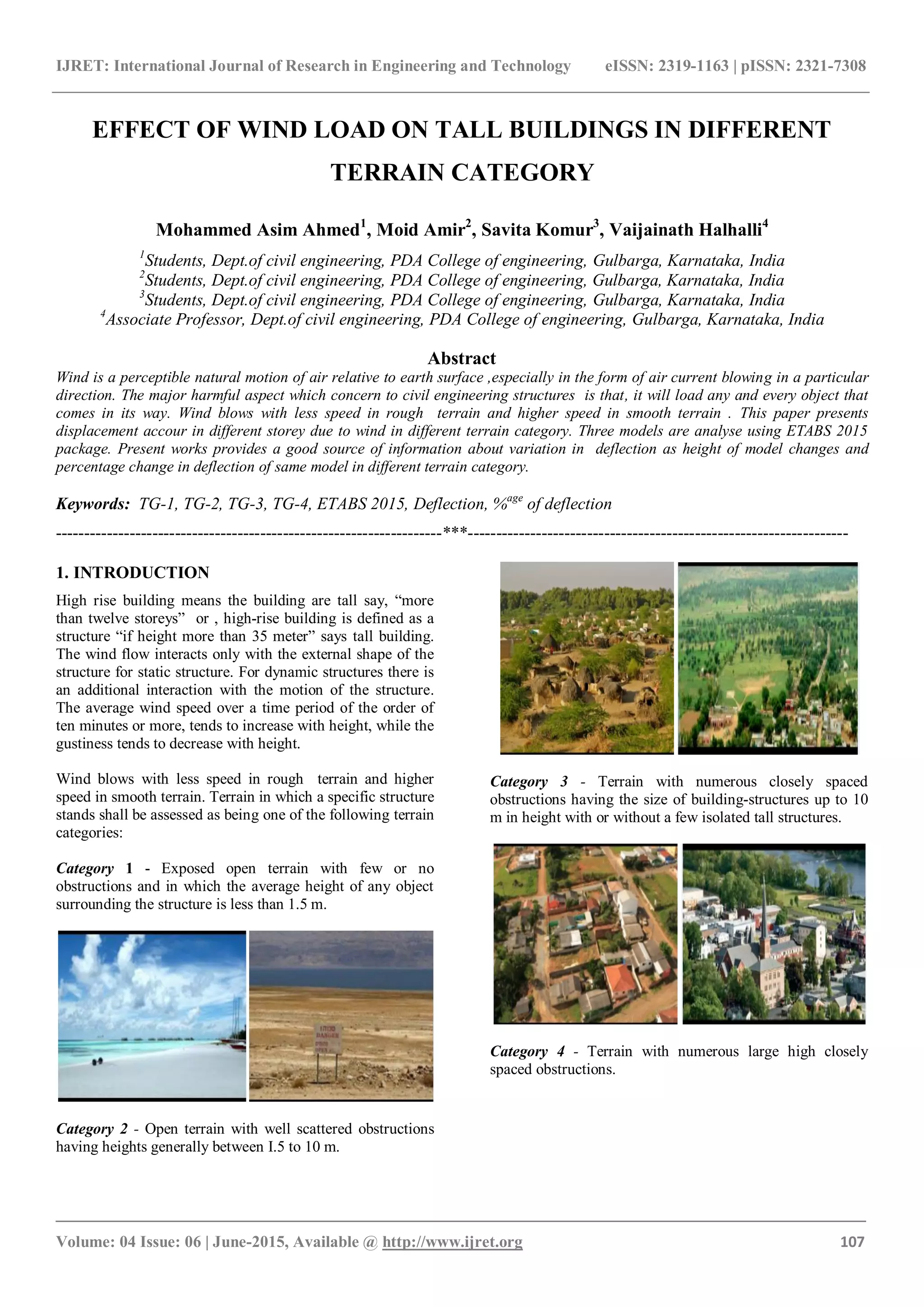 Effect of wind load on tall buildings in different terrain category | PDF