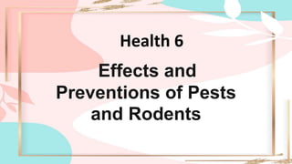 Effects and
Preventions of Pests
and Rodents
Health 6
 
