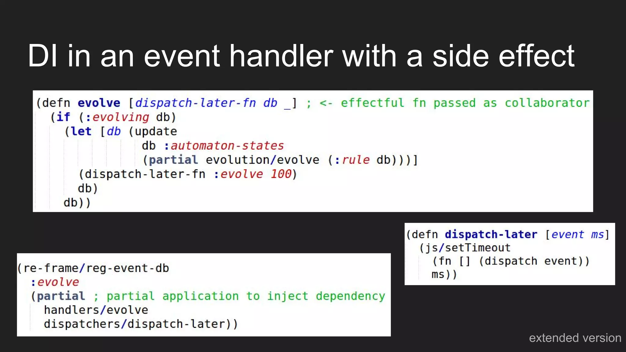 DI in an event handler with a side effect
extended version
 