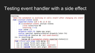 Testing event handler with a side effect
 