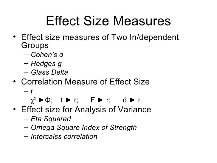 effect size presentation measure of effect size