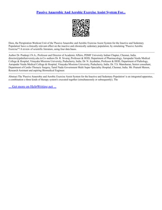 Passive aerobic exercise new arrivals