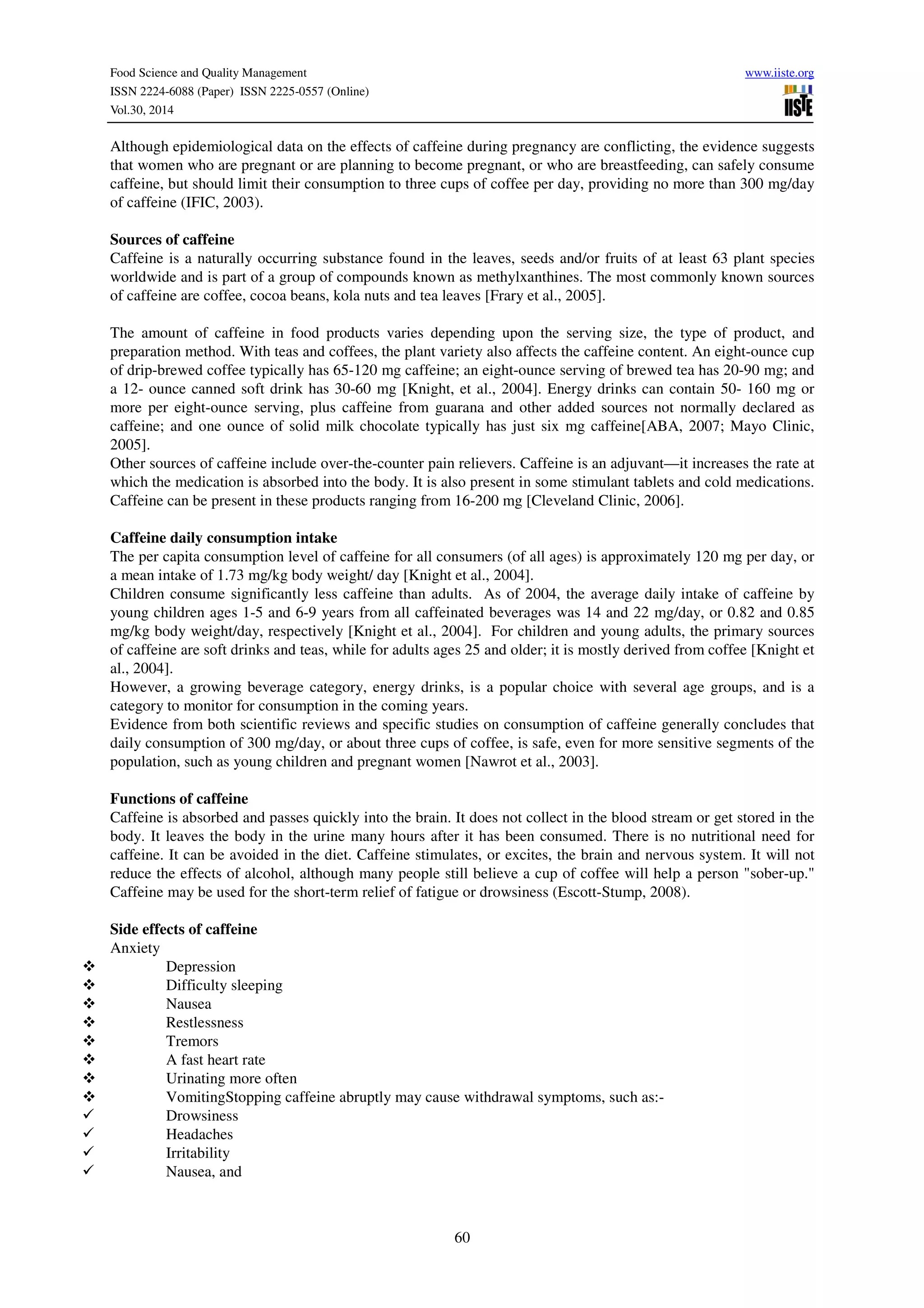 Effects of caffeine on health and nutrition | PDF