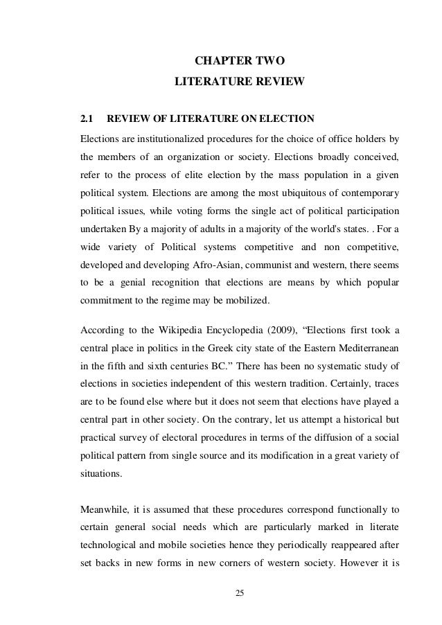 Literature review of electrol reforms