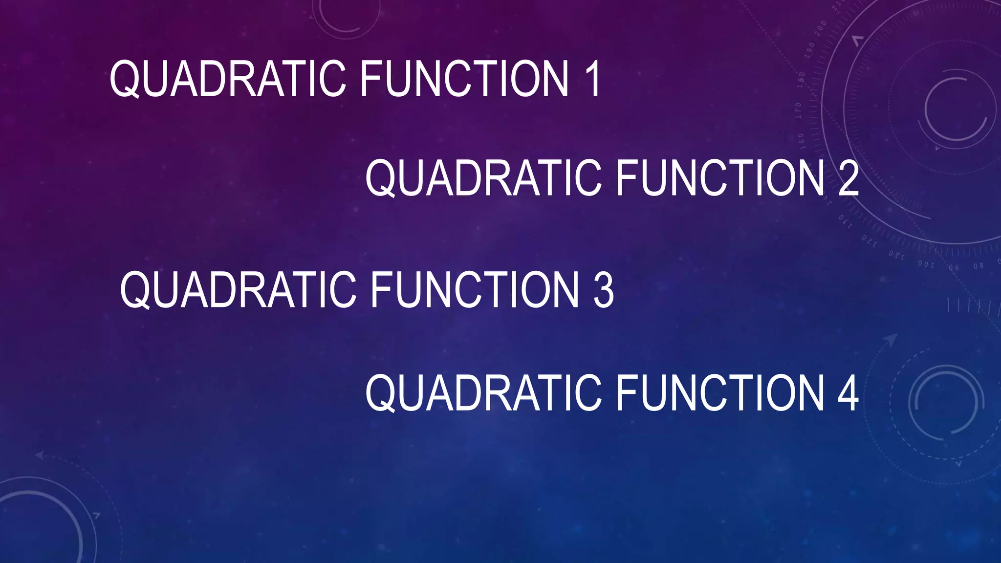 QUADRATIC FUNCTION 1
QUADRATIC FUNCTION 2
QUADRATIC FUNCTION 3
QUADRATIC FUNCTION 4
 