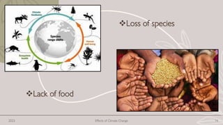 2023 Effects of Climate Change 14
❖Loss of species
❖Lack of food
 