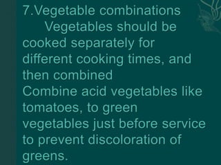 Effects of cooking vegetables