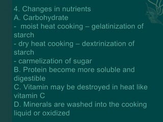 Effects of cooking vegetables