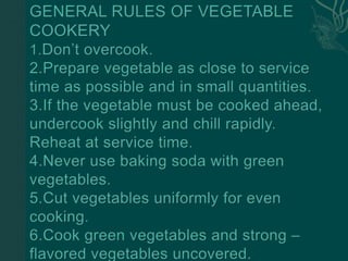 Effects of cooking vegetables