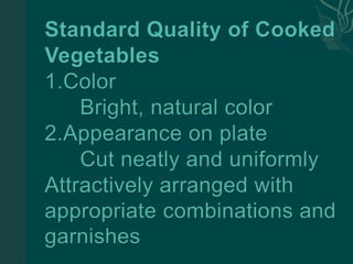 Effects of cooking vegetables