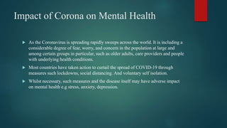 Effects of coronavirus on mental health | PPTX